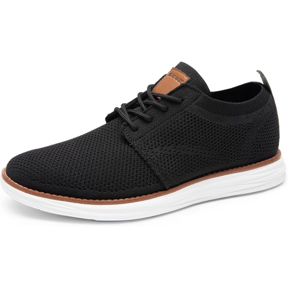 Men's Black Rubber Sole Oxfords Lace up Lightweight Flex Breeze Mesh Sneakers